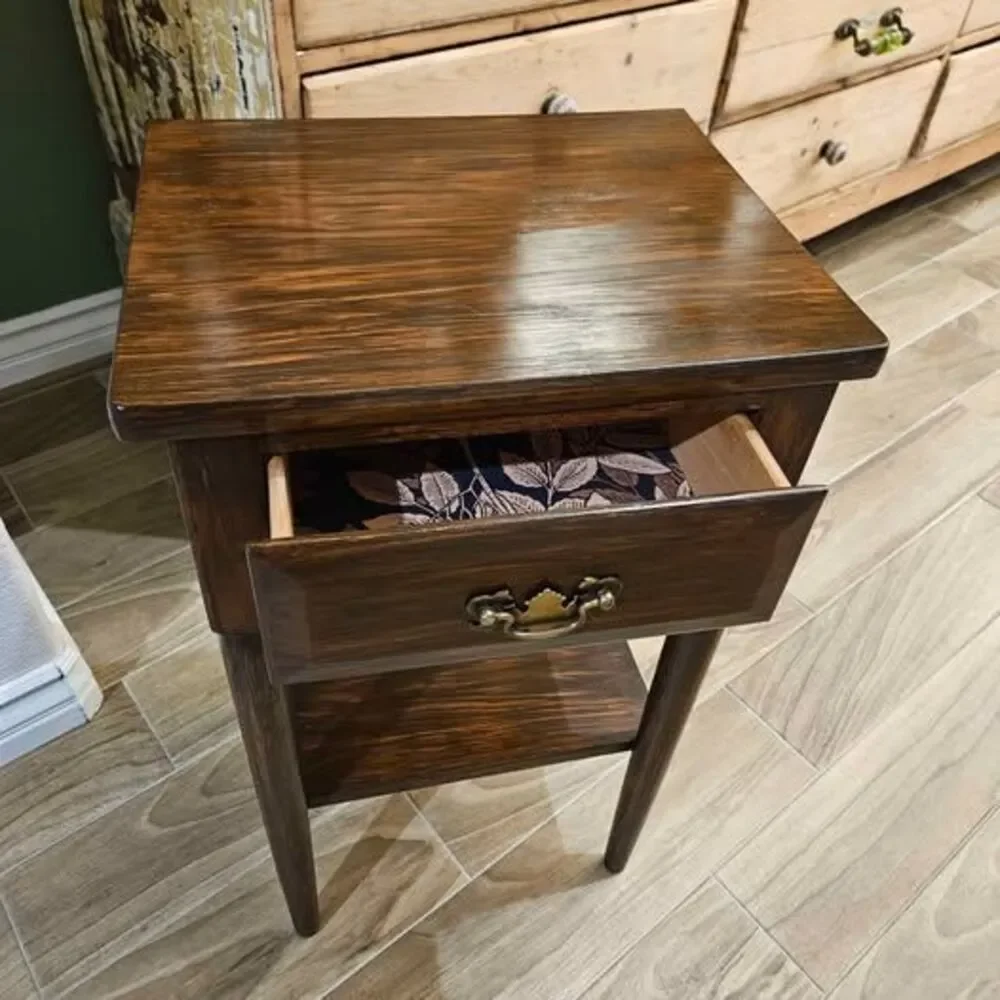 Vintage Wood Side Table with Drawer